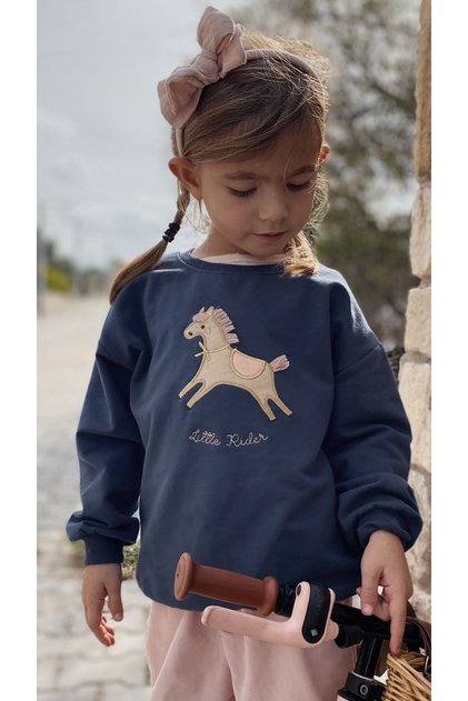 Sweatshirt mit Pferdemotiv, 1–6 Jahre, Marineblau