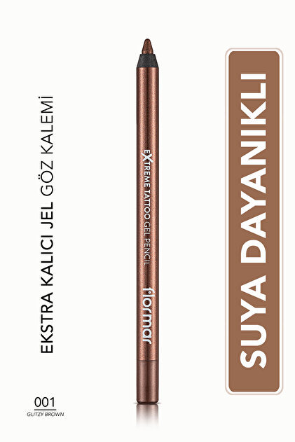 Işıltılı Kalıcı Göz Kalemi (BAKIR) - Extreme Tattoo Gel Pencil - 001 Glitzy Brown - 8682536028837