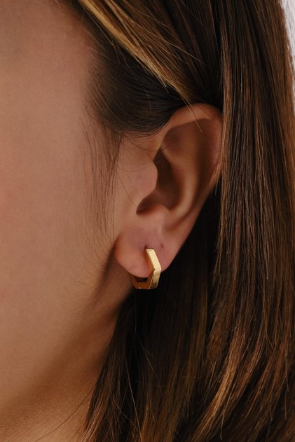 Steel Hexagonal Earrings Non Tarnish 1.5cm Diameter Suitable for Daily Wear Plate Earrings
