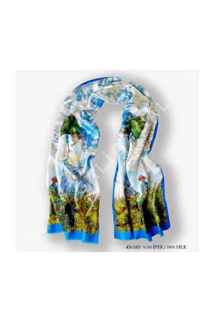 Monet Lady %100 Ipek Fular 45x165cm 'art On Silk'