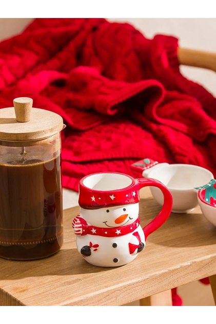 Ceramic Mug with Snowman Figure - 300 ml - 13X8X10 cm