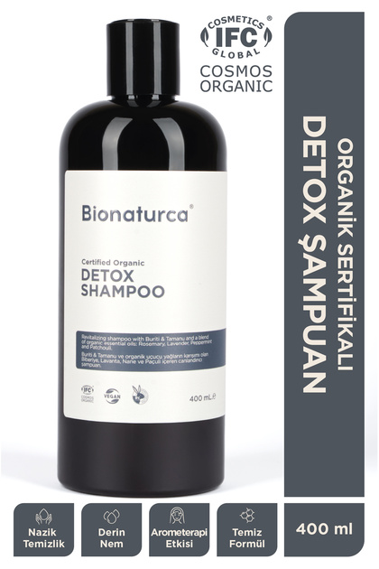 BIONATURCA Organik Sertifikalı Arındırıcı Detoks Şampuan 400 ml