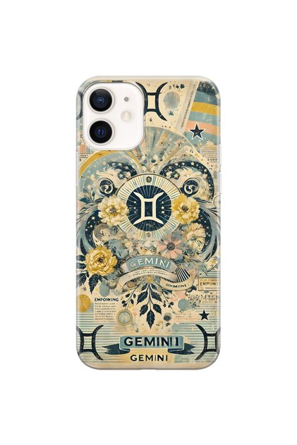 iPhone 12 Mini Compatible Gemini Patterned Transparent Phone Case