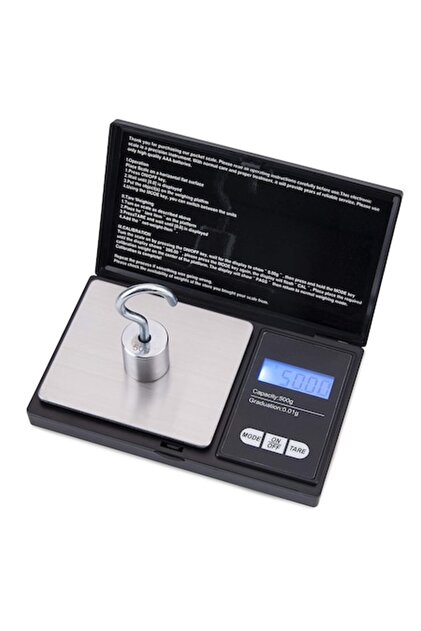 Cântar pentru bijuterii, LCD digital, 0,01 g - 500 g, portabil, negru