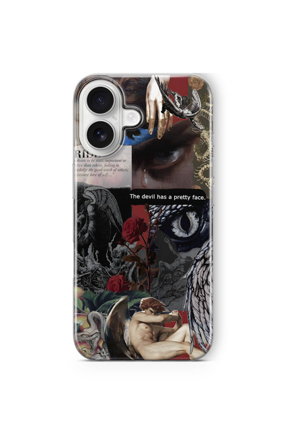 iPhone 17 Uyumlu Devil Face Desenli Şeffaf Telefon Kılıfı