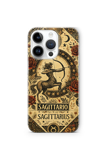iPhone 16 Pro Max Compatible Sagittarius Patterned Transparent Phone Case