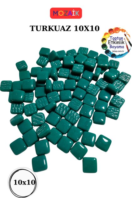 200 Grams Turquoise Color Mosaic Stone – 10X10 mm | Mosaic Workshop Set | Glass Mosaic