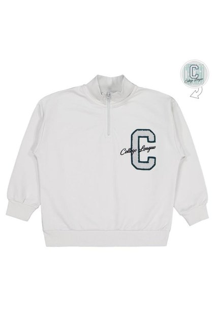 C Chıcago Printed - Embroidered Sweatshirt for Ages 10-13 - Gray 10-11 Years Old
