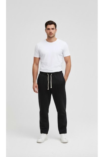 Men's Black Cotton Baggy Fit Sweatpants