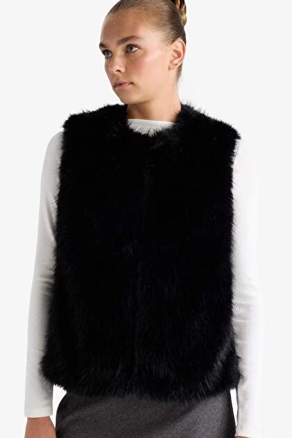 Warm Regular Fit Faux Fur Vest F2181Ax25Wn