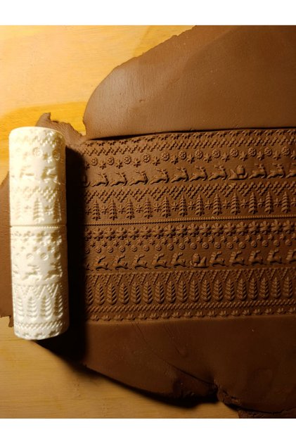 10 CM YILBAŞI YENİ YIL KURABİYE SERAMİK & POLİMER KİL KALIP DOKU RULOSU DESEN OKLAVASI