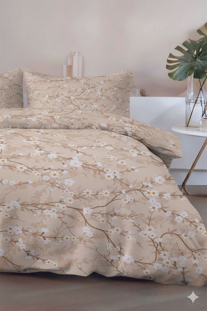 Zweig Double 100% Cotton Duvet Cover Set - Beige