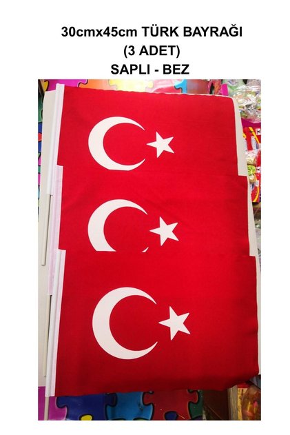 30x45 Saplı Kumaş Türk Bayrağı Milli Bayramlar, Etkinlikler, Törenler için (3 Adet Birlikte)