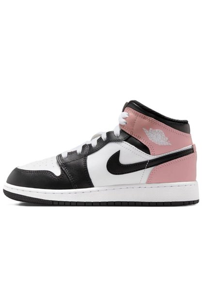 Air Jordan 1 MID Leather Unisex Sneaker Hakiki Deri Bilekli Günlük Spor Ayakkabı Siyah-Beyaz