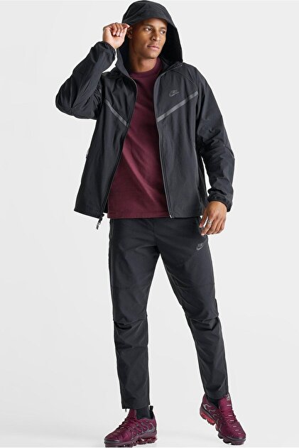 Nike Tech Woven Windrunner FZ Erkek Bol Kesim Antrasit Renk Dokuma