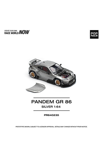 pop race 1 :64 Pandem GR86 Silver – Açılabilir Kaputlu Metal