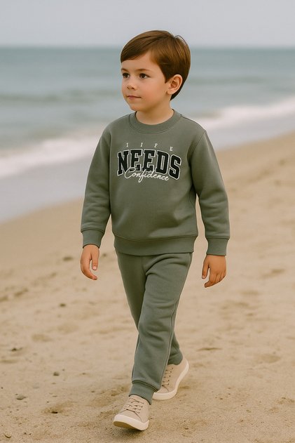 Boy's Winter Tracksuit Set Sweatshirt Bottom Cotton Three Thread Ribbed Casual Combination 2-3-4-5 Years Old