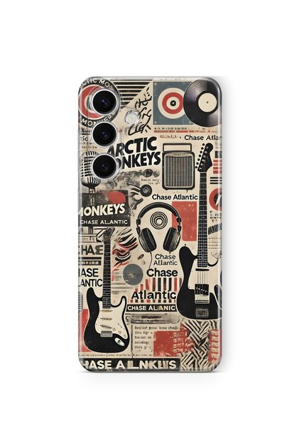 Samsung Galaxy A57 Compatible Music Collage Patterned Transparent Phone Case