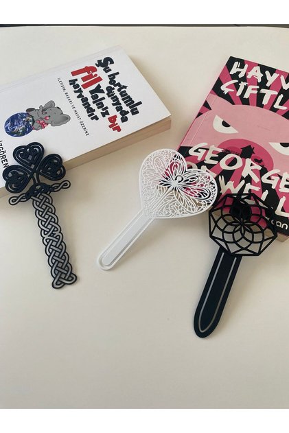Patterned Bookmark Set of 3 (Celtic, Heart, Geometric)-Black-White, Gift