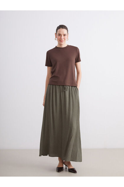 Alita City Lcw Grace Khaki Plain Long Women's Skirt with a Difference