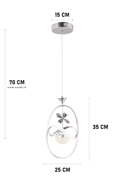 Lumenia Krom Modern Sarkıt Avize 3 Renk Işık Salon Mutfak Yatak