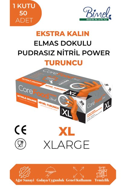 Nitrile Orange Power Powder-Free Examination Gloves XL - 1 Pack of 50