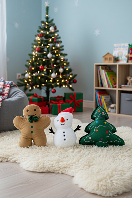ROZİTOYS 3'lü Peluş Set – Kardan Adam, Kurabiye Adam ve Çam Ağacı
