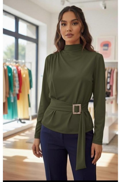 Women's Drawstring Buckle Blouse