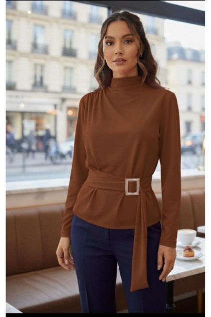 Women's Drawstring Buckle Blouse