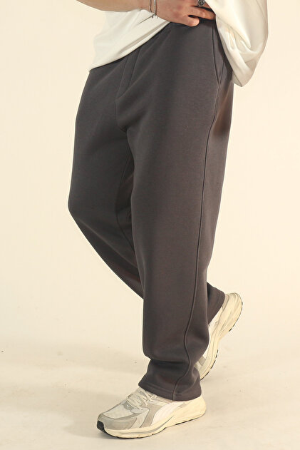 Men's Baggy Winter Cotton Puffer Fabric Wide-Leg Sweatpants
