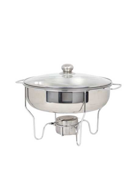 Stainless steel buffet warmer with glass lid, 3.5L water bowl with internal serving divider