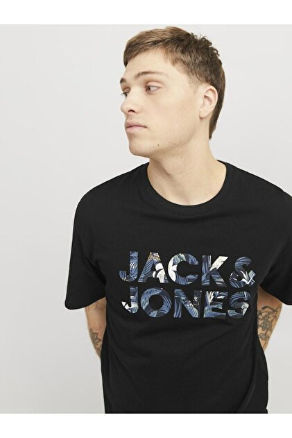 Jack & Jones Erkek Siyah Jjebryan Corp Logo Tee Ss O-neck Noos T