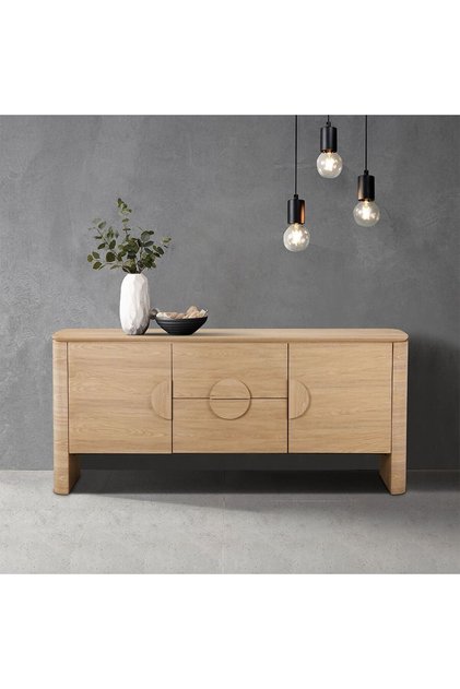 Kanso 2-Door & 2-Drawer Buffet Cabinet in Natural Oak - Stylish Engineered Wood Storage Solution
