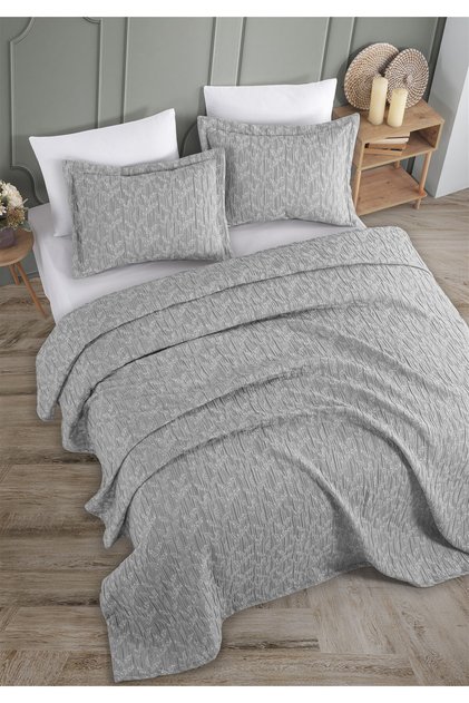 Fayne Jacquard Bedspread Set Double Size Gray 230X240 cm