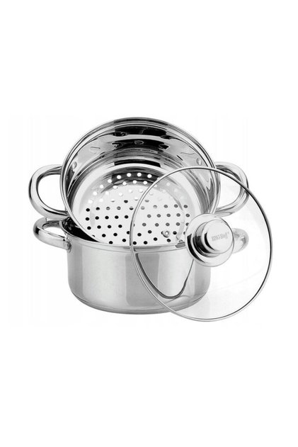 Oala pentru fiert la abur, din inox, cu capac, 5 litri, 24 cm,