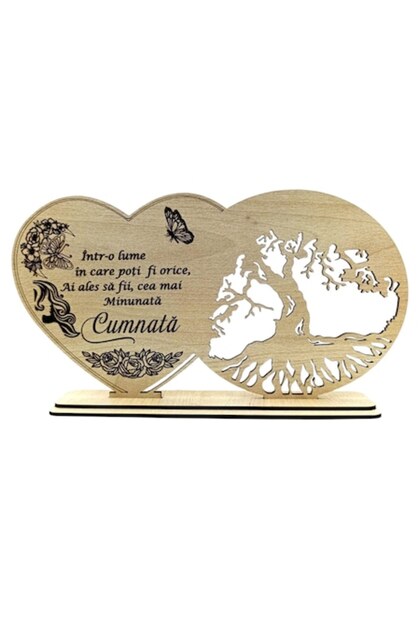 Decorațiune din lemn gravată cu mesaj pentru cumnată, cadou personalizat lucrat manual, crem, 30x