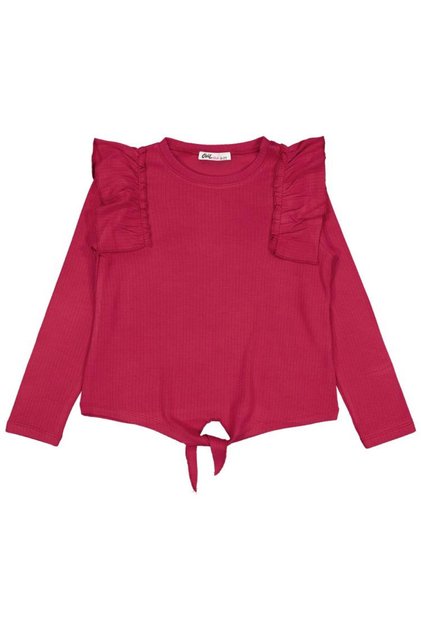 Civil Girls' Shoulder Ruffle Sweatshirt |   Reported Interlock Long Sleeve |   School Nursery and Daily Use - Red