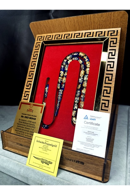 Alturki Tesbih 24 Ayar Altın Parçacıklı Uçak Camı Golden Rosary