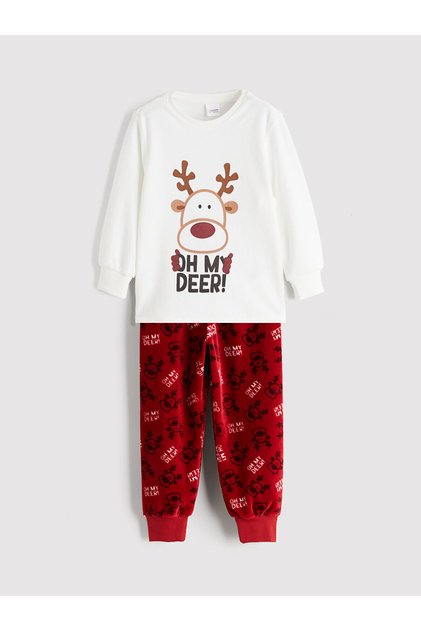 Peak New Season Crew Neck Christmas Themed Boys' Pajama Set
