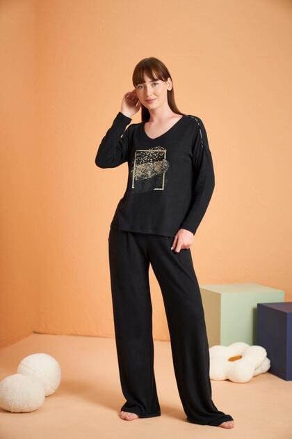 Kadın Siyah Pijama Takımı 28035