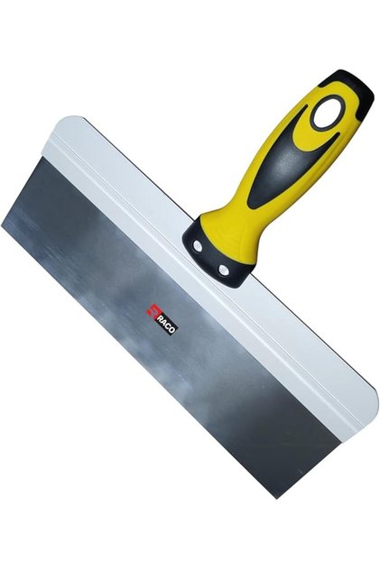 Tower 12-Inch Putty Knife - Stainless Steel with Soft Grip (Yellow Handle)