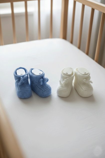 2 Pairs of Hand-Knitted Baby Booties | | 0-1 Year Old Booties