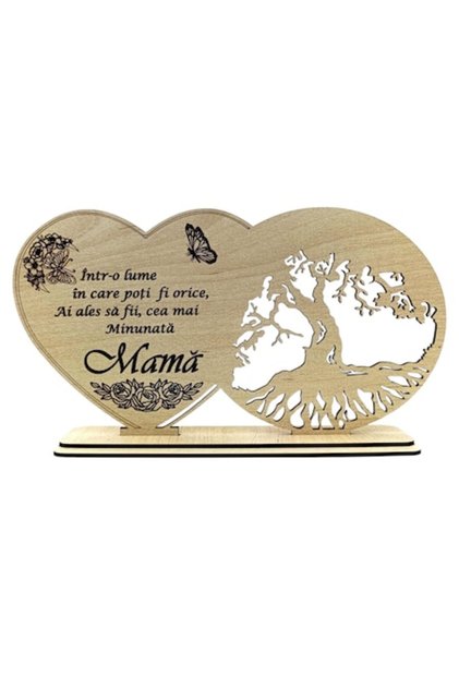 Decorațiune lemn,blank inima si copacul vieții pentru mama– cadou personalizat ,crem, 30x18 cm