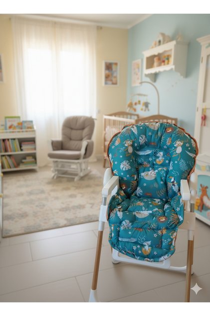 Double Sided 100% Cotton High Chair Cushion (HAVE BELT PLACES)