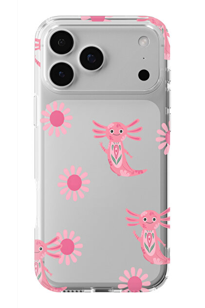 FLAMENKO iPhone 17 Pro Max Compatible Pink Axolotl Pattern Transparent Phone  Case- Trendyol