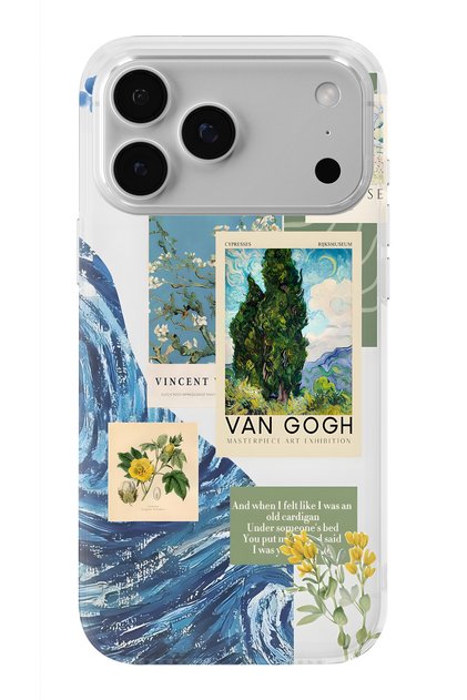 iPhone 18 Pro Compatible Van Gogh Patterned Transparent Phone Case