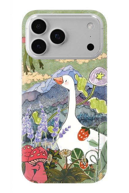 iPhone 17 Pro Max Uyumlu Kaz ve Doğa İllüstrasyonu Desenli Şeffaf Telefon Kılıfı