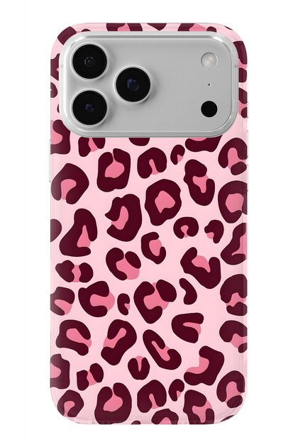iPhone 18 Pro Max Compatible Pink Leopard Pattern Transparent Phone Case