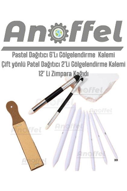 Pastel6'Lı Gölgelendirme Kalemi, ÇiftYönlü Pastel 2'lıGölgelendirme Kalemi 12'li Zımpara Kağıdı