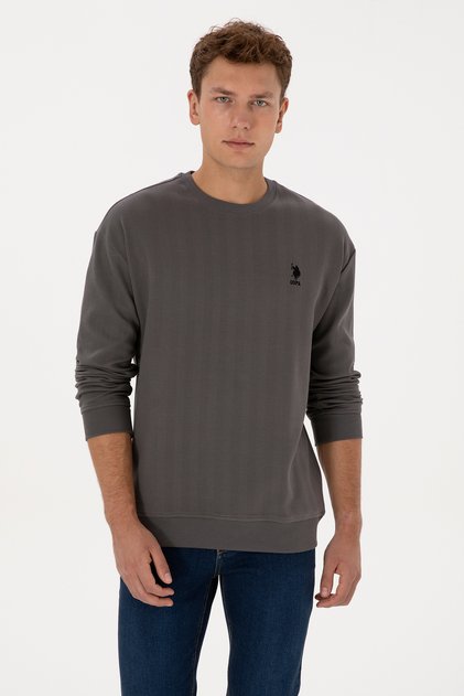 Men's Comfort Fit Crew Neck Anthracite Sweatshirt 50317050-Vr006